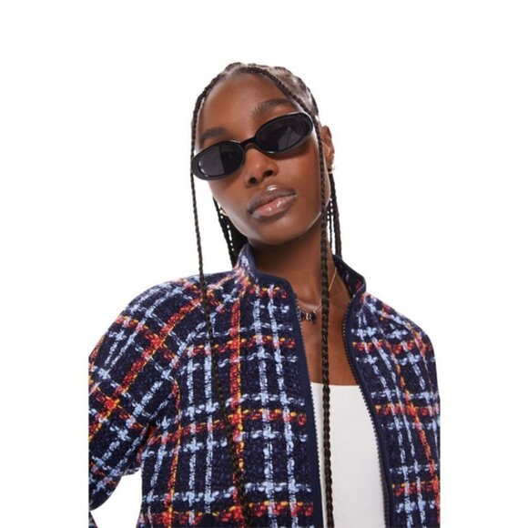 💕MOTHER💕 The Mock Neck Ribbed Jacket ~ Beat By Beat XS NWT Plaid 80s - Picture 9 of 16